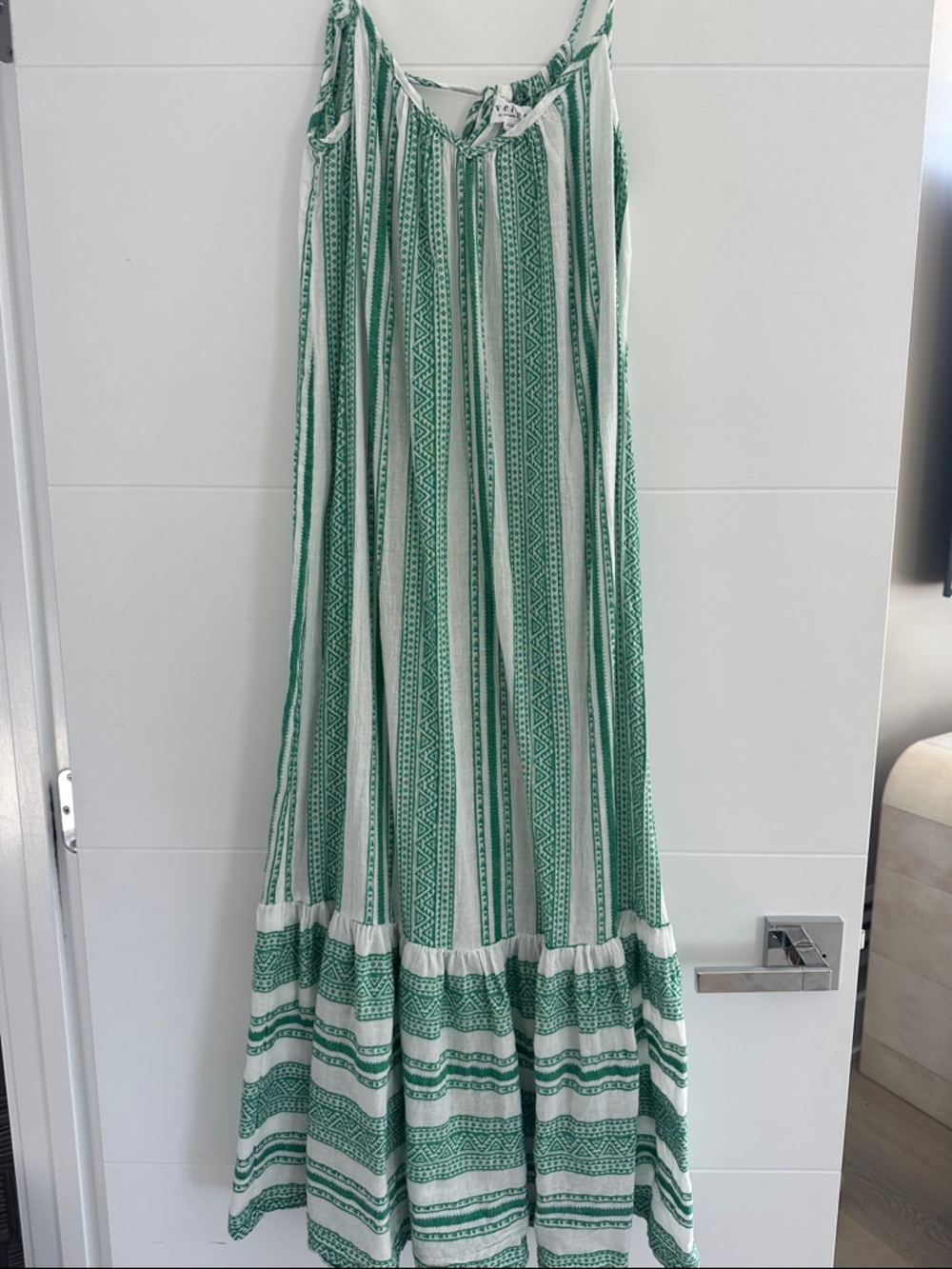 Velvet by Graham & Spencer Green and White Striped Maxi Dress